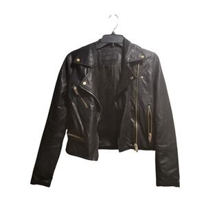 Blank NYC faux leather black moto jacket XS edgy Rockabilly biker Grunge